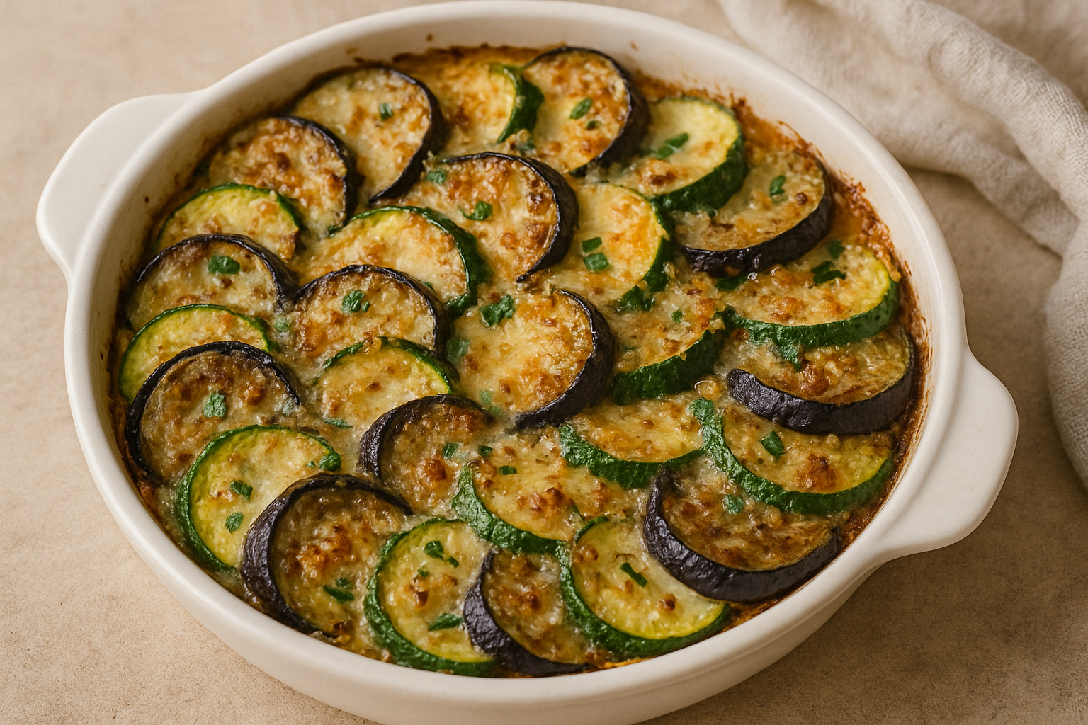 Gratin express de courgettes et aubergines