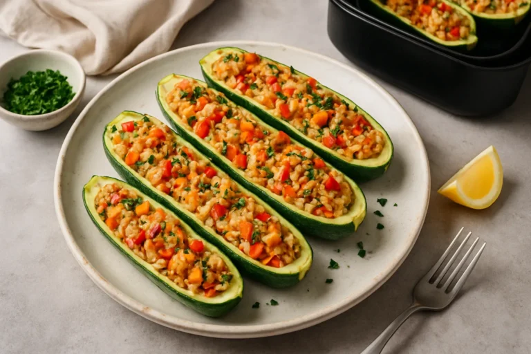 Courgettes farcies au riz et légumes à l’airfryer