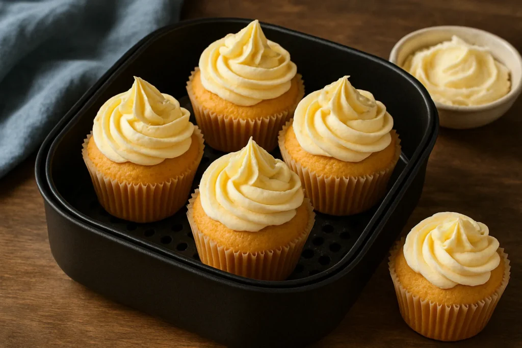 Cupcakes Vanille et Crème au Beurre Légère à l’Airfryer