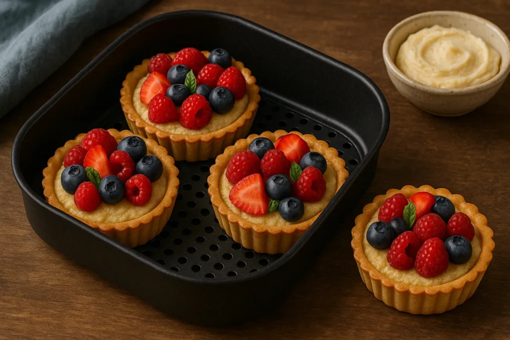 Tartelettes aux fruits rouges et crème d’amande à l’airfryer