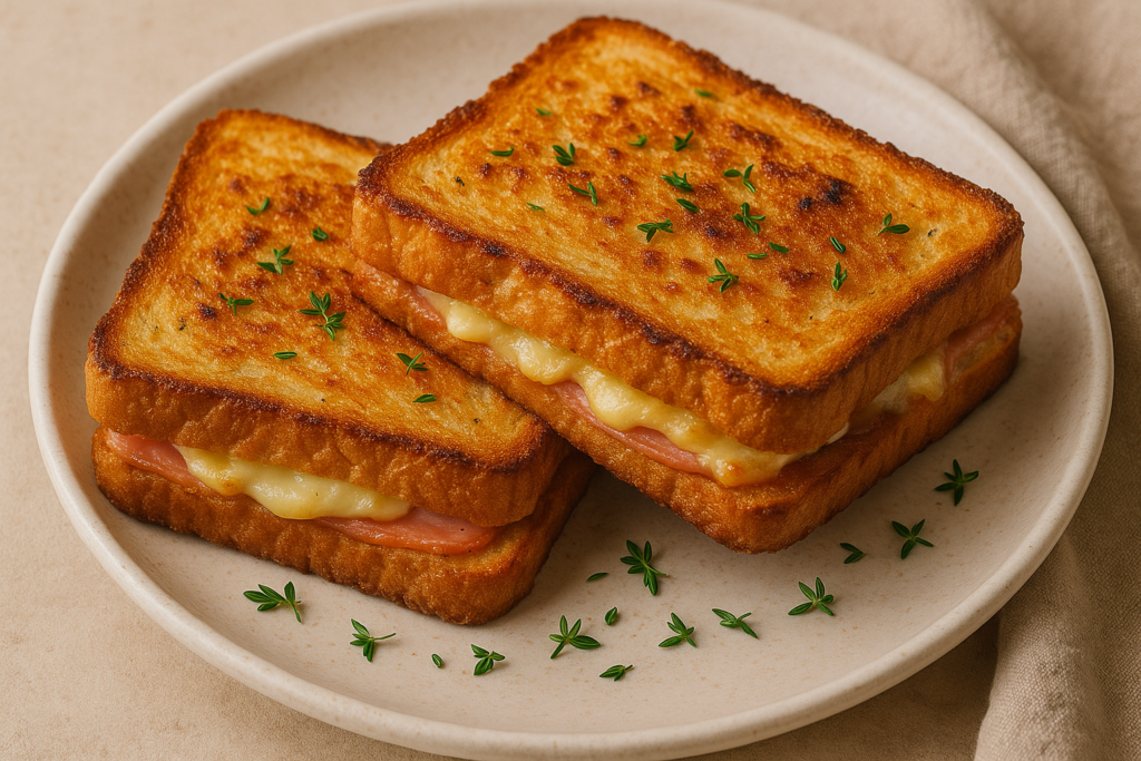 Croque-monsieur croustillant au jambon-fromage